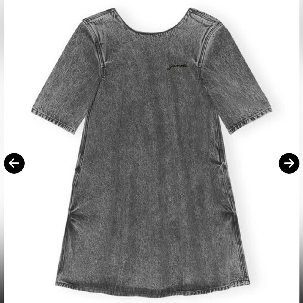 GANNI Snow Washed Denim A-line Mini Dress
